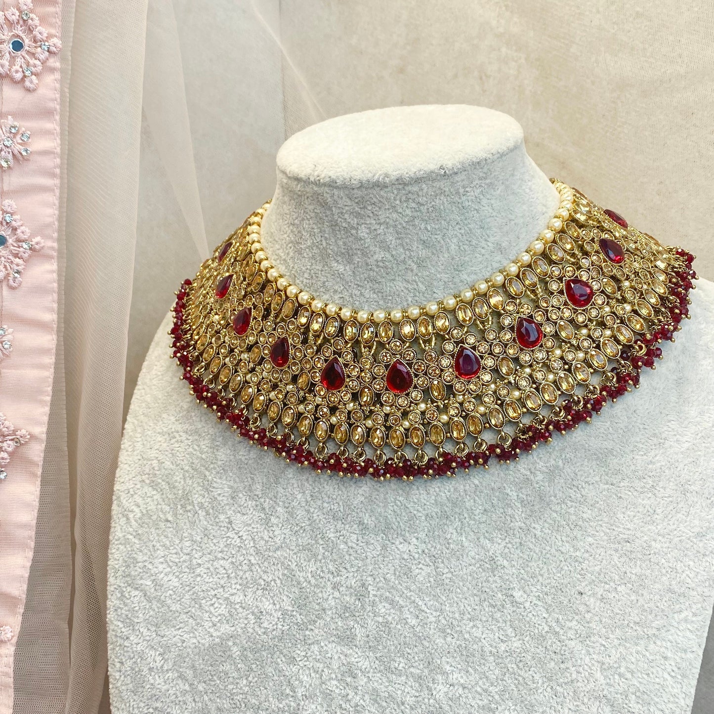 Maroon Necklace only/ Unique Style/ Indian/ Pakistani/Fashion Jewellery/ Gift for Women