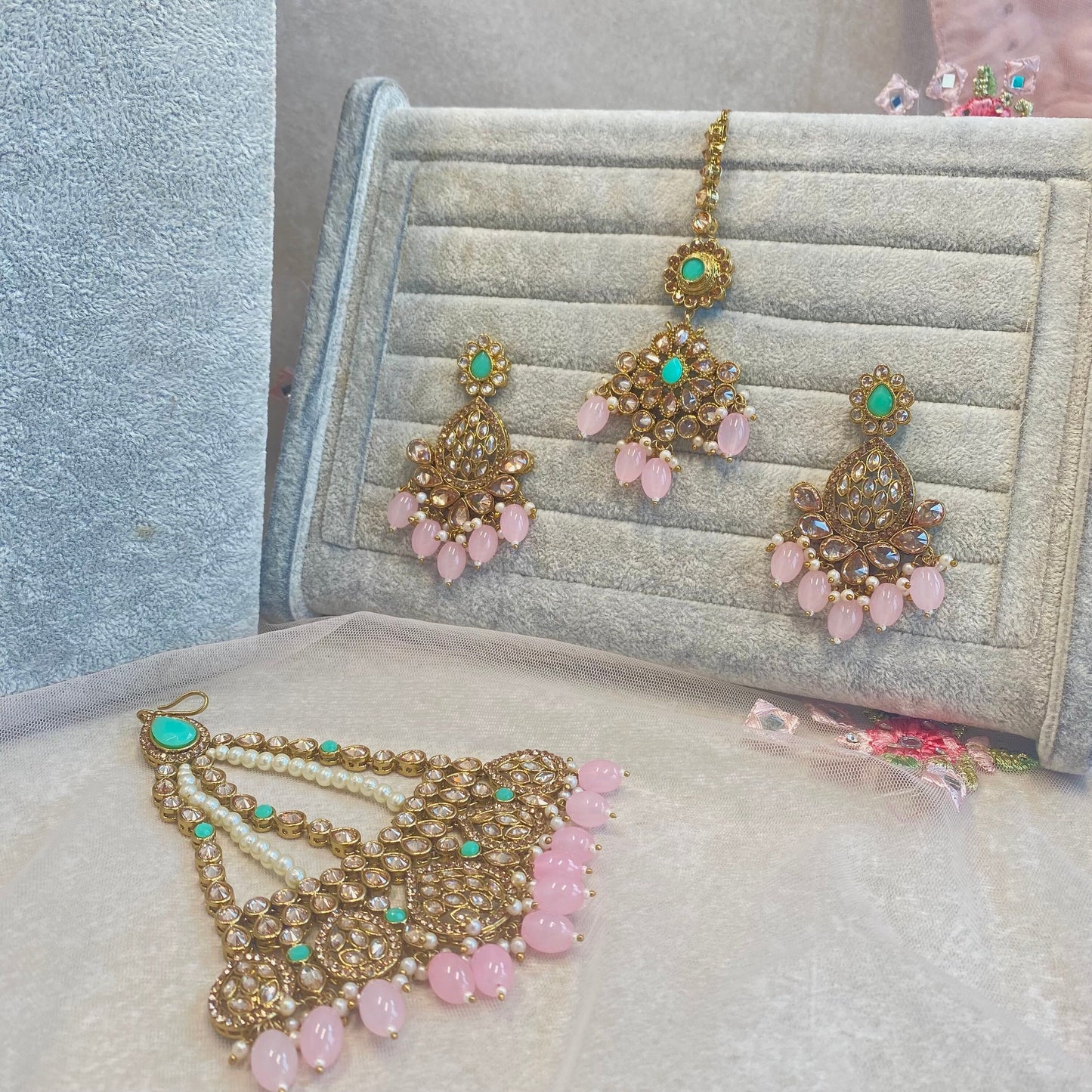 Pastel Bridal Double Necklace Set