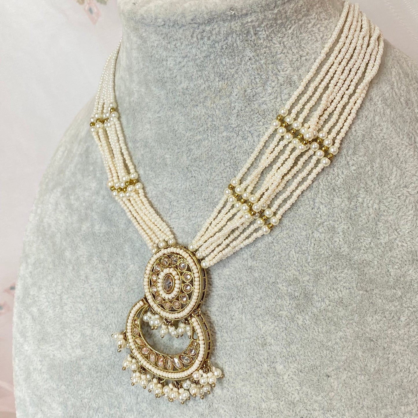 Pearl Necklace Set Earring/ Tikka/ Tikli/ Indian/ Pakistani/Fashion Jewellery/ Gift for Women