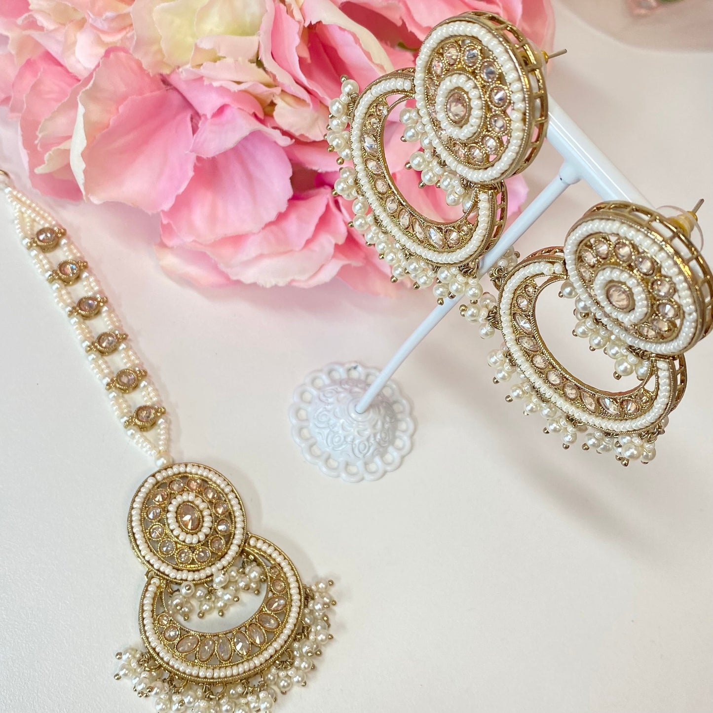 Pearl Necklace Set Earring/ Tikka/ Tikli/ Indian/ Pakistani/Fashion Jewellery/ Gift for Women