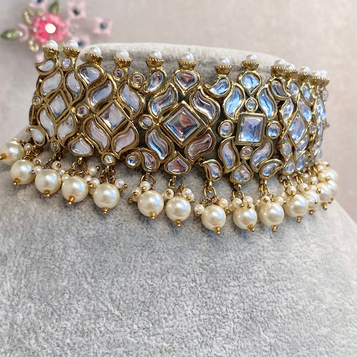 Faux Kundan Choker set Earring/ Tikka/ Tikli/ Indian/ Pakistani/Fashion Jewellery/ Gift for Women