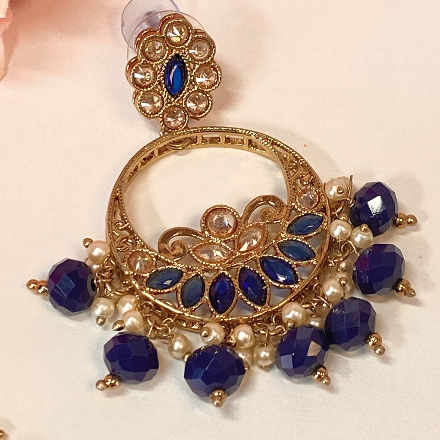 Crystal Earrings- Navy/ Indian Style Earring/ Fashion Jewellery/ Gift for Women