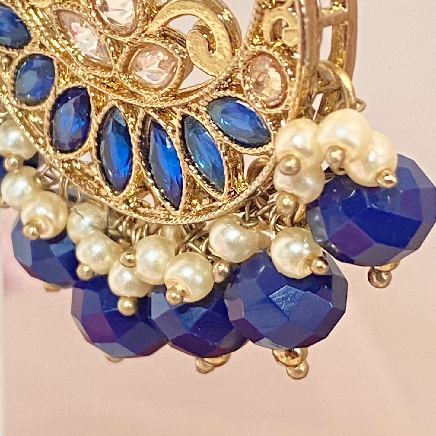 Crystal Earrings- Navy/ Indian Style Earring/ Fashion Jewellery/ Gift for Women