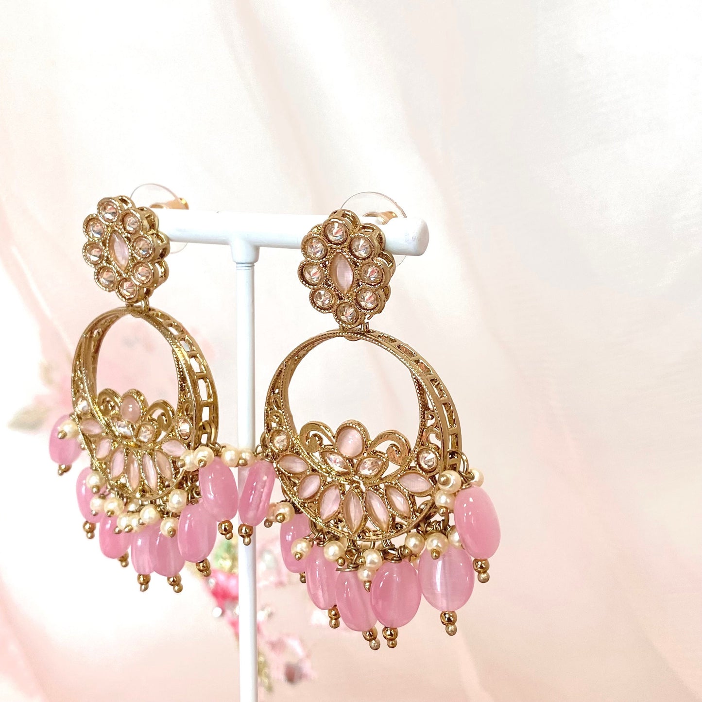 Crystal Earrings- Pink