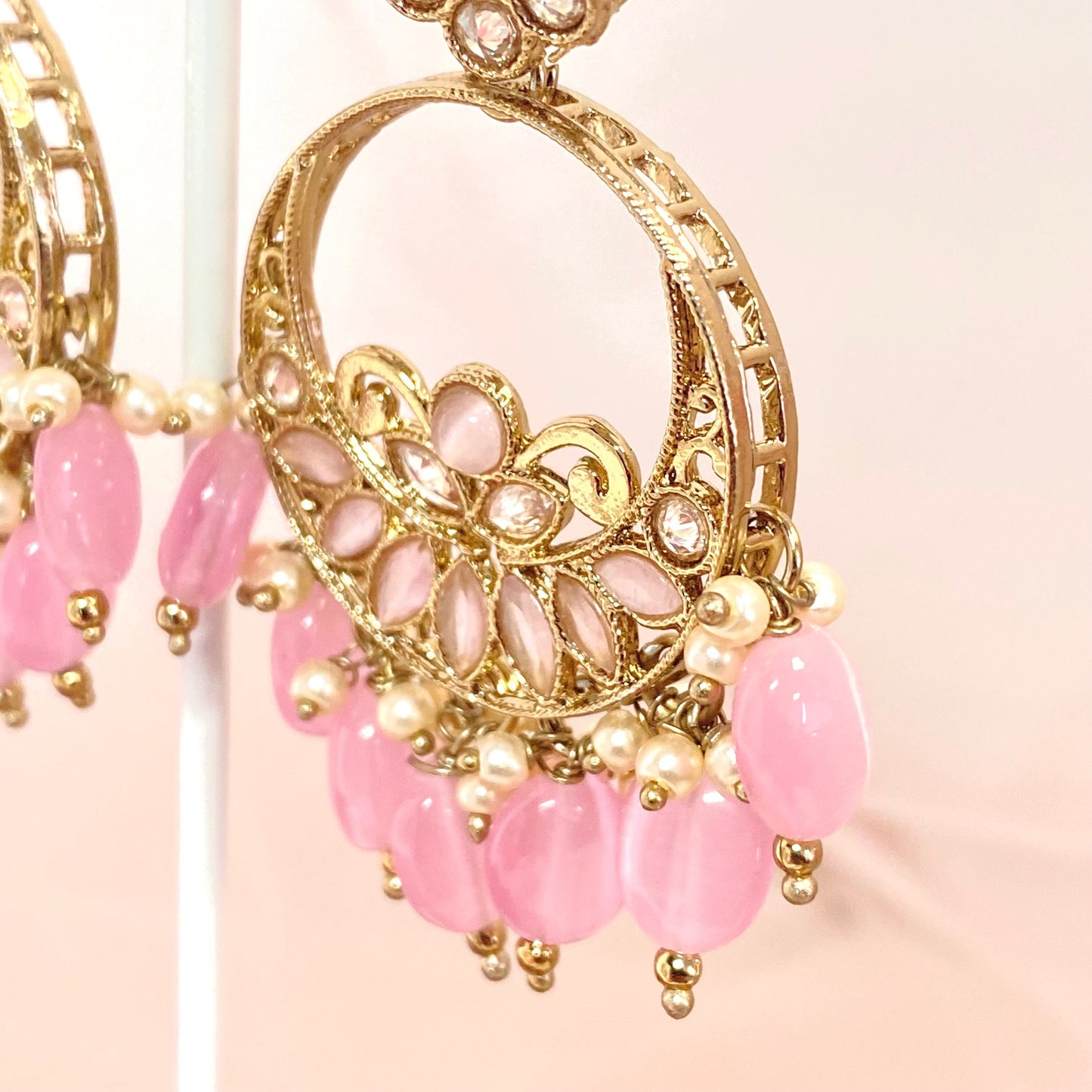 Crystal Earrings- Pink