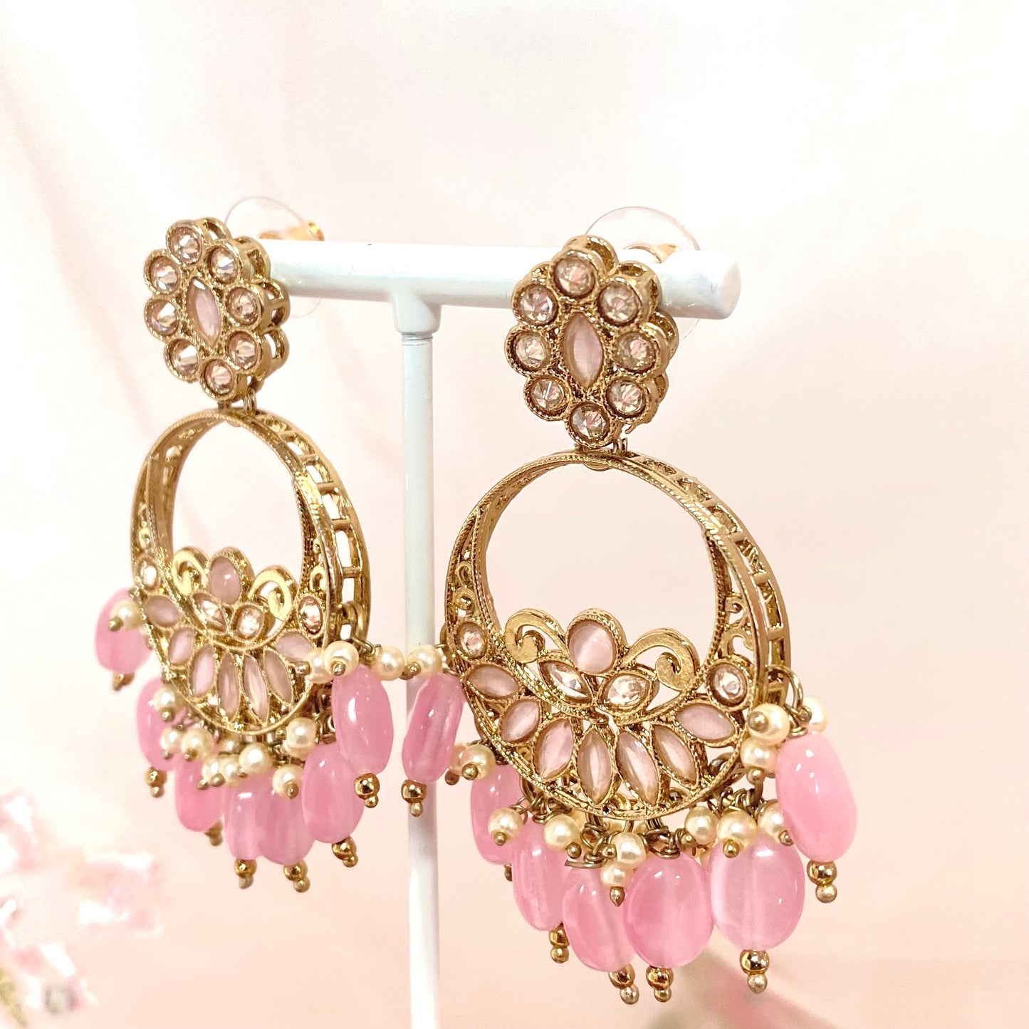 Crystal Earrings- Pink