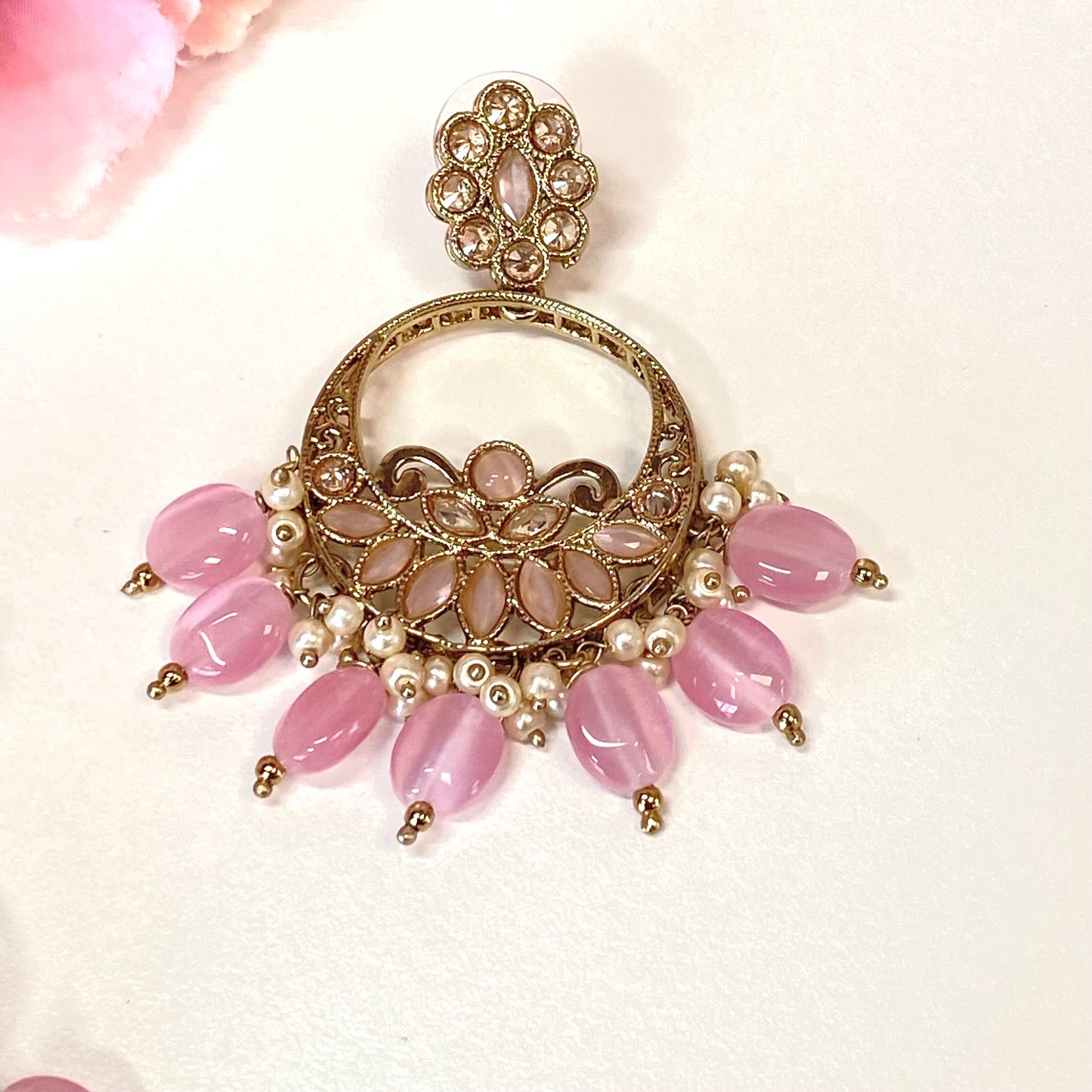 Crystal Earrings- Pink