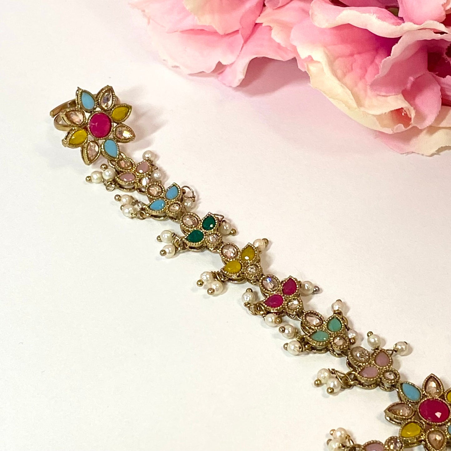 Hand Harness -Floral Multicoloured/ Fashion Jewellery/ Gift for Women/Indian/Pakistani style /Haathphool/Hand Accessory