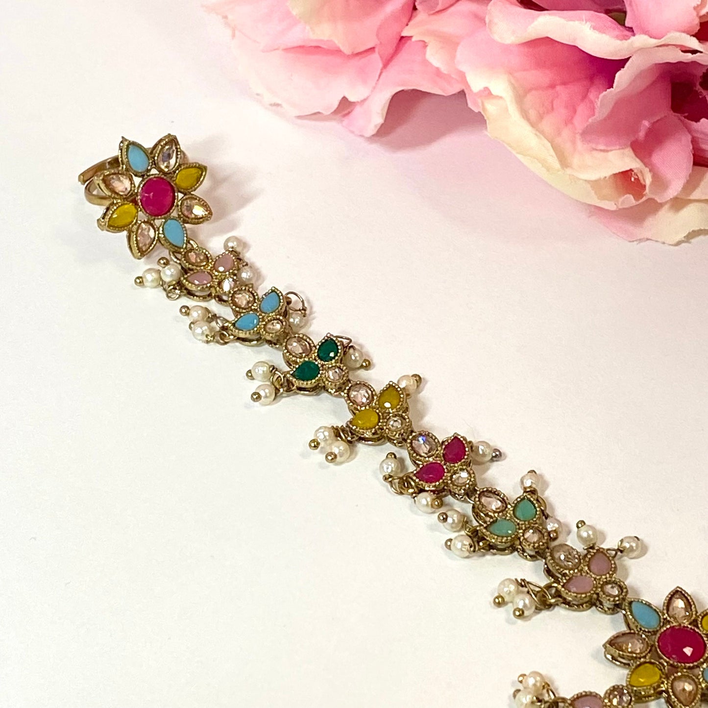 Hand Harness -Floral Multicoloured/ Fashion Jewellery/ Gift for Women/Indian/Pakistani style /Haathphool/Hand Accessory