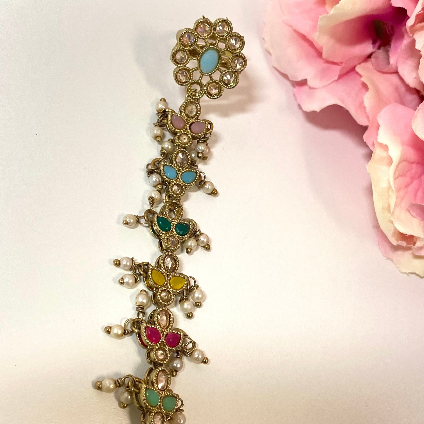 Hand Harness - Pastel Multicoloured/ Fashion Jewellery/ Gift for Women/Indian/Pakistani style /Haathphool/Hand Accessory