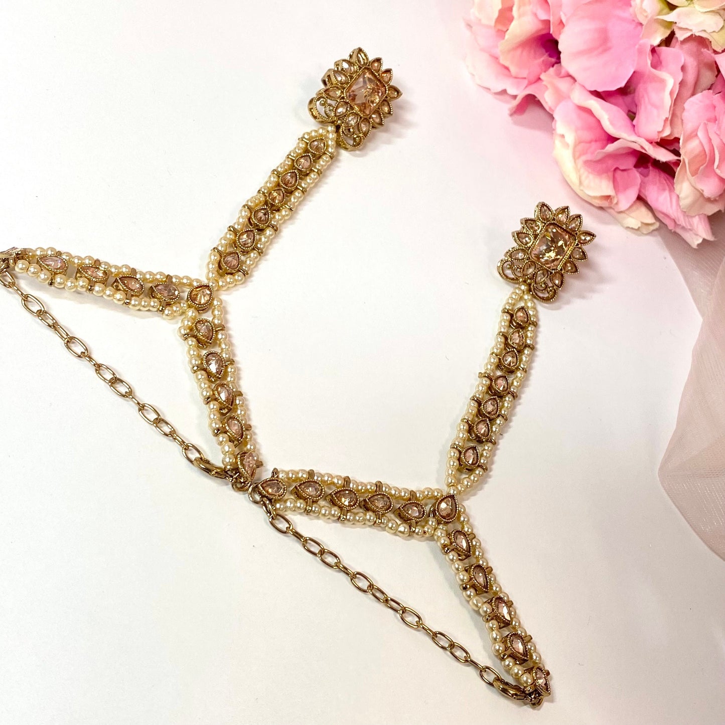 Hand Harness - Pair - Champagne/ Fashion Jewellery/ Gift for Women/Indian/Pakistani style /Haathphool/Hand Accessory