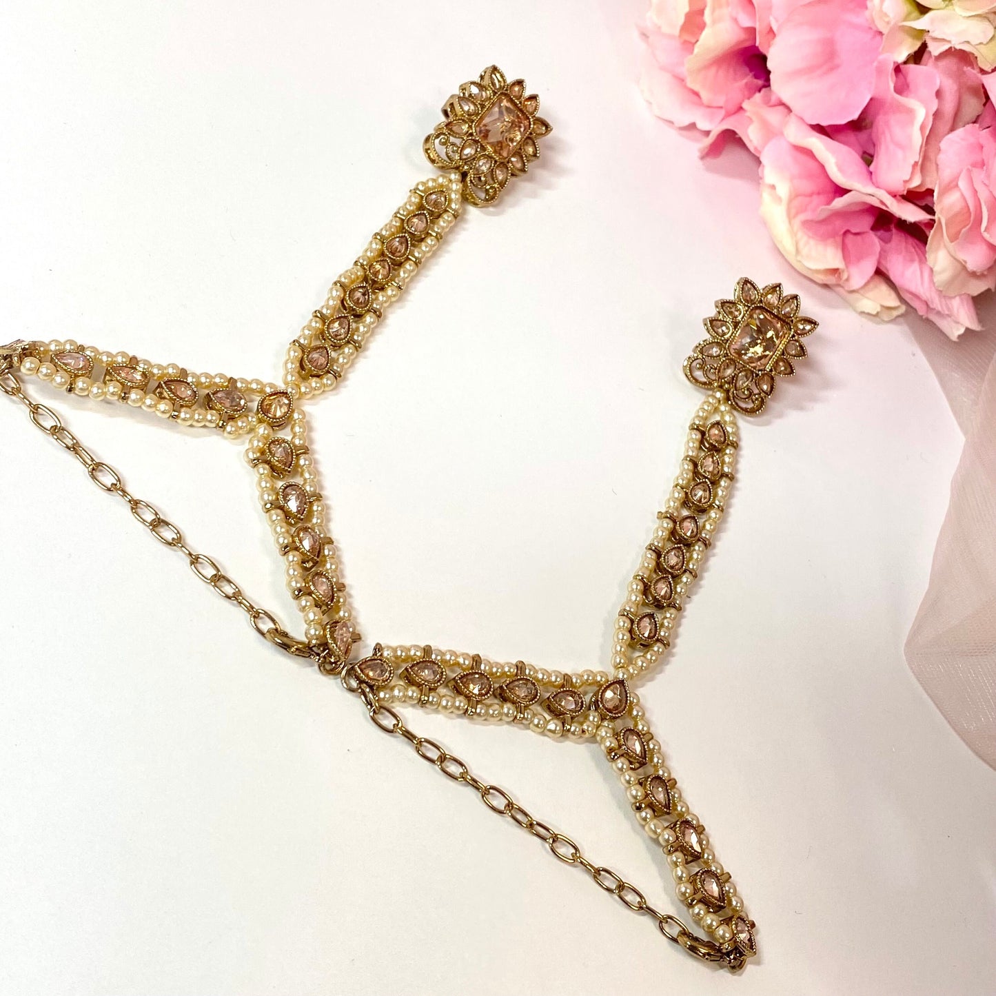 Hand Harness - Pair - Champagne/ Fashion Jewellery/ Gift for Women/Indian/Pakistani style /Haathphool/Hand Accessory