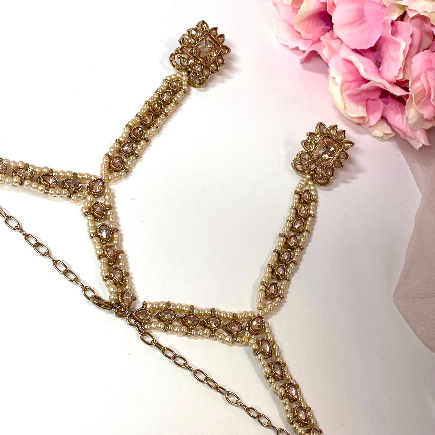 Hand Harness - Pair - Champagne/ Fashion Jewellery/ Gift for Women/Indian/Pakistani style /Haathphool/Hand Accessory