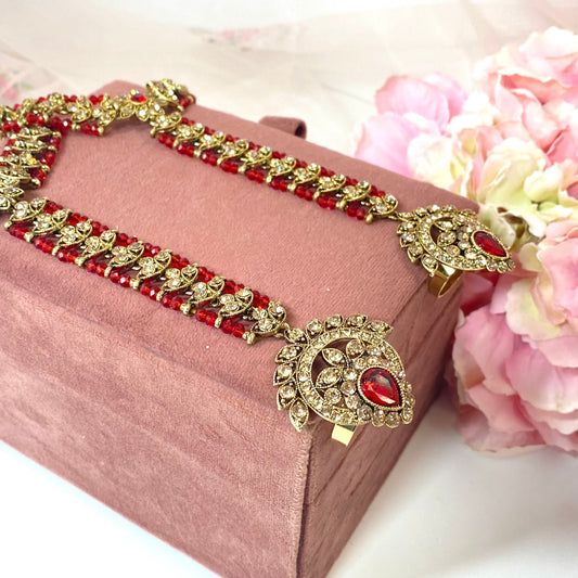 Hand Harness - Pair - Red/ Fashion Jewellery/ Gift for Women/Indian/Pakistani style /Haathphool/Hand Accessory