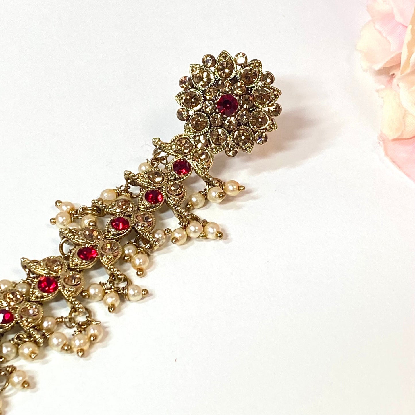 Hand Harness - Golden and Red/ Fashion Jewellery/ Gift for Women/Indian/Pakistani style /Haathphool/Hand Accessory