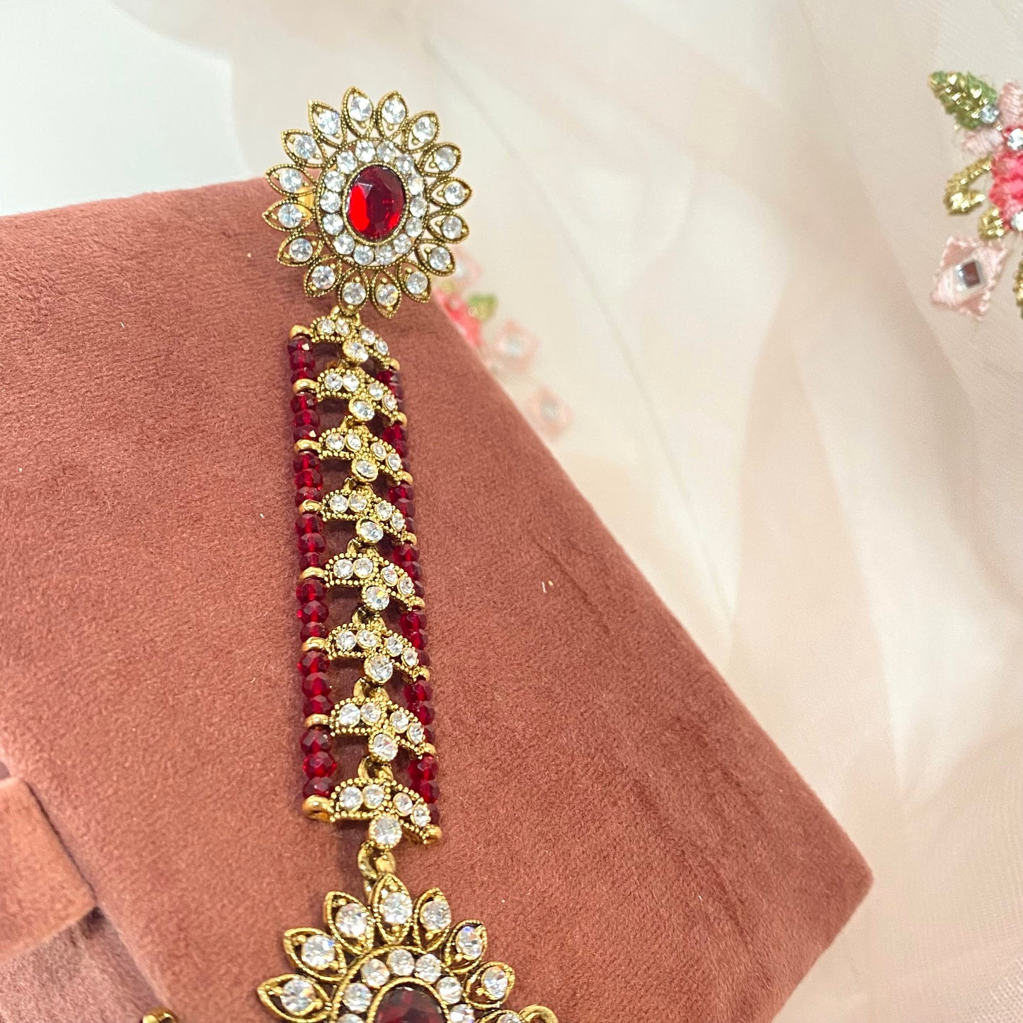 Hand Harness - Maroon/ Clear/ Fashion Jewellery/ Gift for Women/Indian/Pakistani style /Haathphool/Hand Accessory