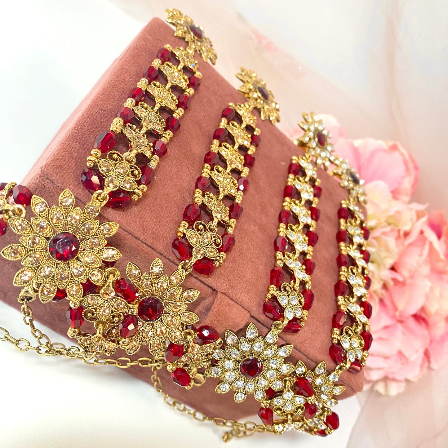 Hand Harness - Maroon/ Golden/ Fashion Jewellery/ Gift for Women/Indian/Pakistani style /Haathphool/Hand Accessory