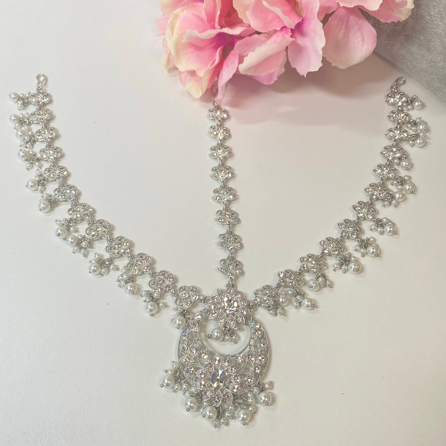 Silver Mathapatti /Indian/Pakistani/Fashion Jewellery/ Bridal Forehead Jewellery Headpiece/Bollywood /phoolpatti