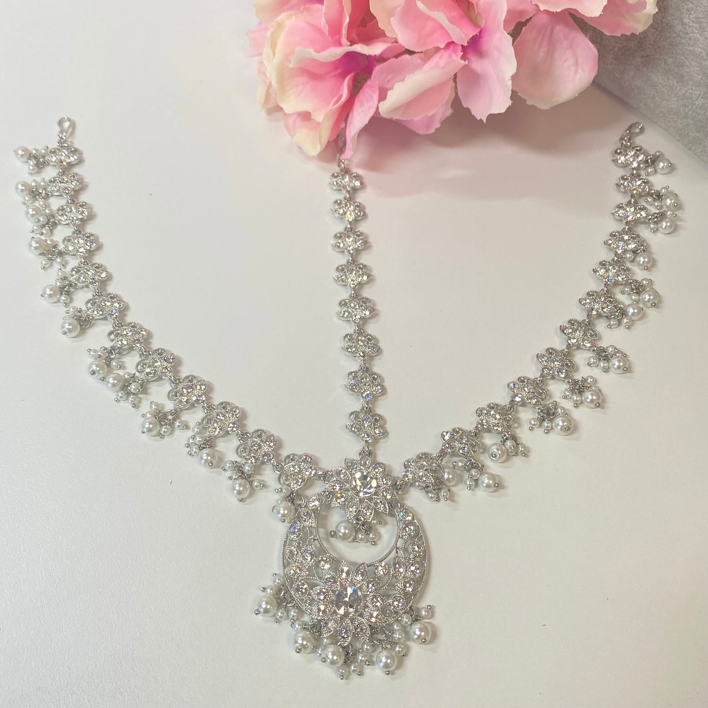 Silver Mathapatti /Indian/Pakistani/Fashion Jewellery/ Bridal Forehead Jewellery Headpiece/Bollywood /phoolpatti