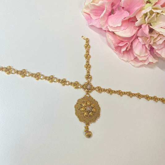 Bright Gold Mathapatti /Indian/Pakistani/Fashion Jewellery/ Bridal Forehead Jewellery Headpiece/Bollywood /phoolpatti