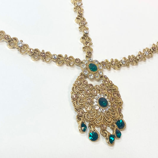 Green/ Golden Mathapatti /Indian/Pakistani/Fashion Jewellery/ Bridal Forehead Jewellery Headpiece/Bollywood /phoolpatti