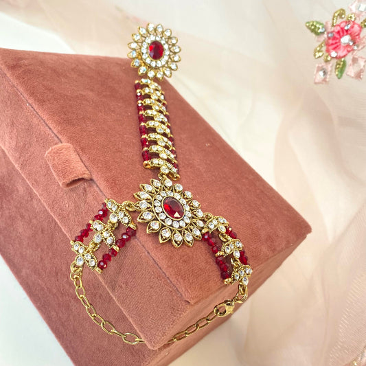Hand Harness - Red/ Fashion Jewellery/ Gift for Women/Indian/Pakistani style /Haathphool/Hand Accessory