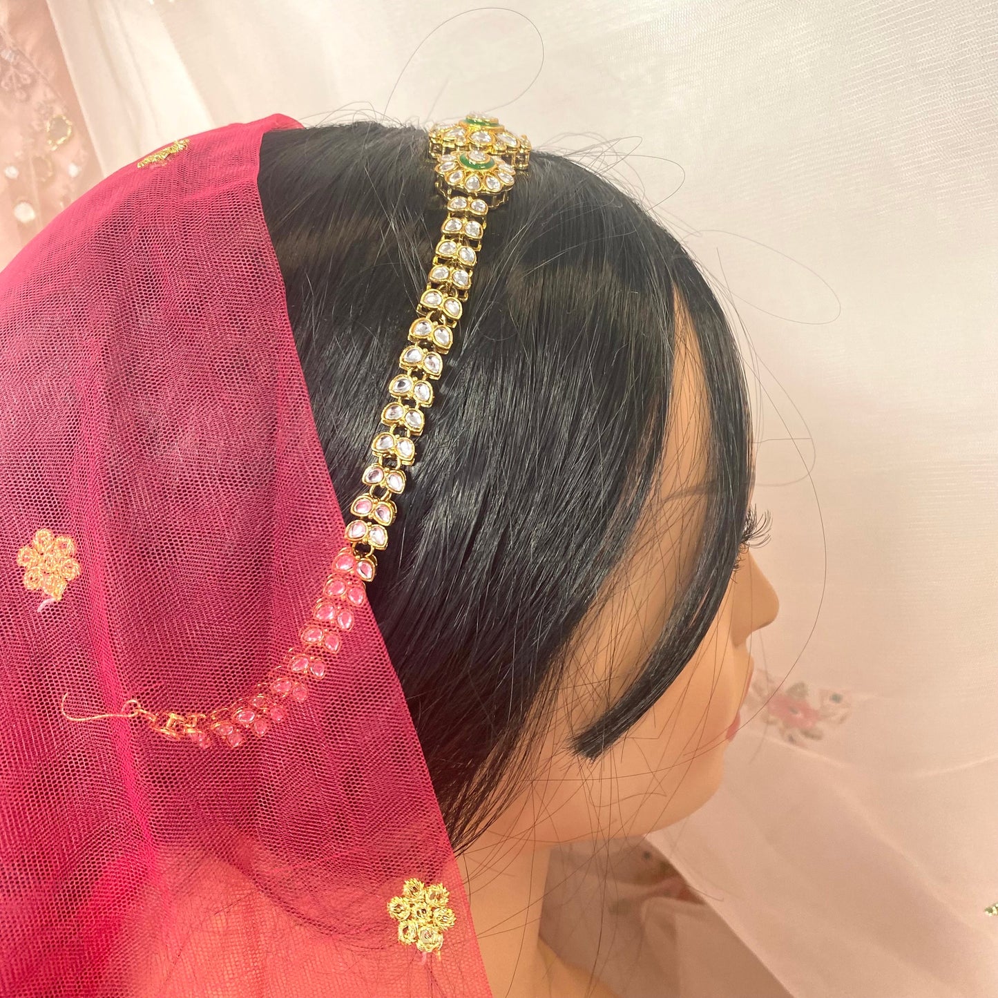 Kundan Headband -Green /Indian/Pakistani/Fashion Jewellery/ Bridal Forehead Jewellery Headpiece/Bollywood /phoolpatti