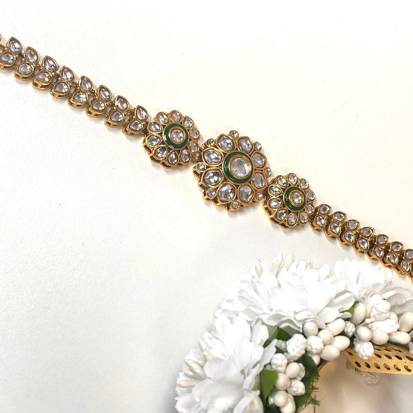 Kundan Headband -Green /Indian/Pakistani/Fashion Jewellery/ Bridal Forehead Jewellery Headpiece/Bollywood /phoolpatti