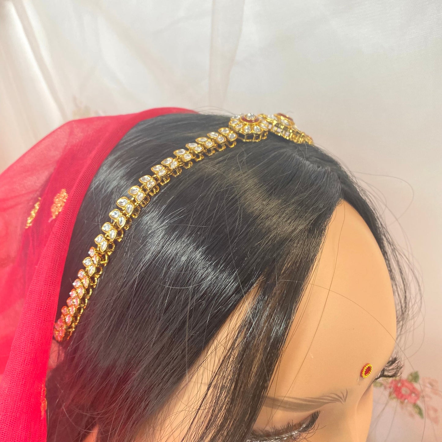Kundan Headband -Dark Maroon /Indian/Pakistani/Fashion Jewellery/ Bridal Forehead Jewellery Headpiece/Bollywood /phoolpatti