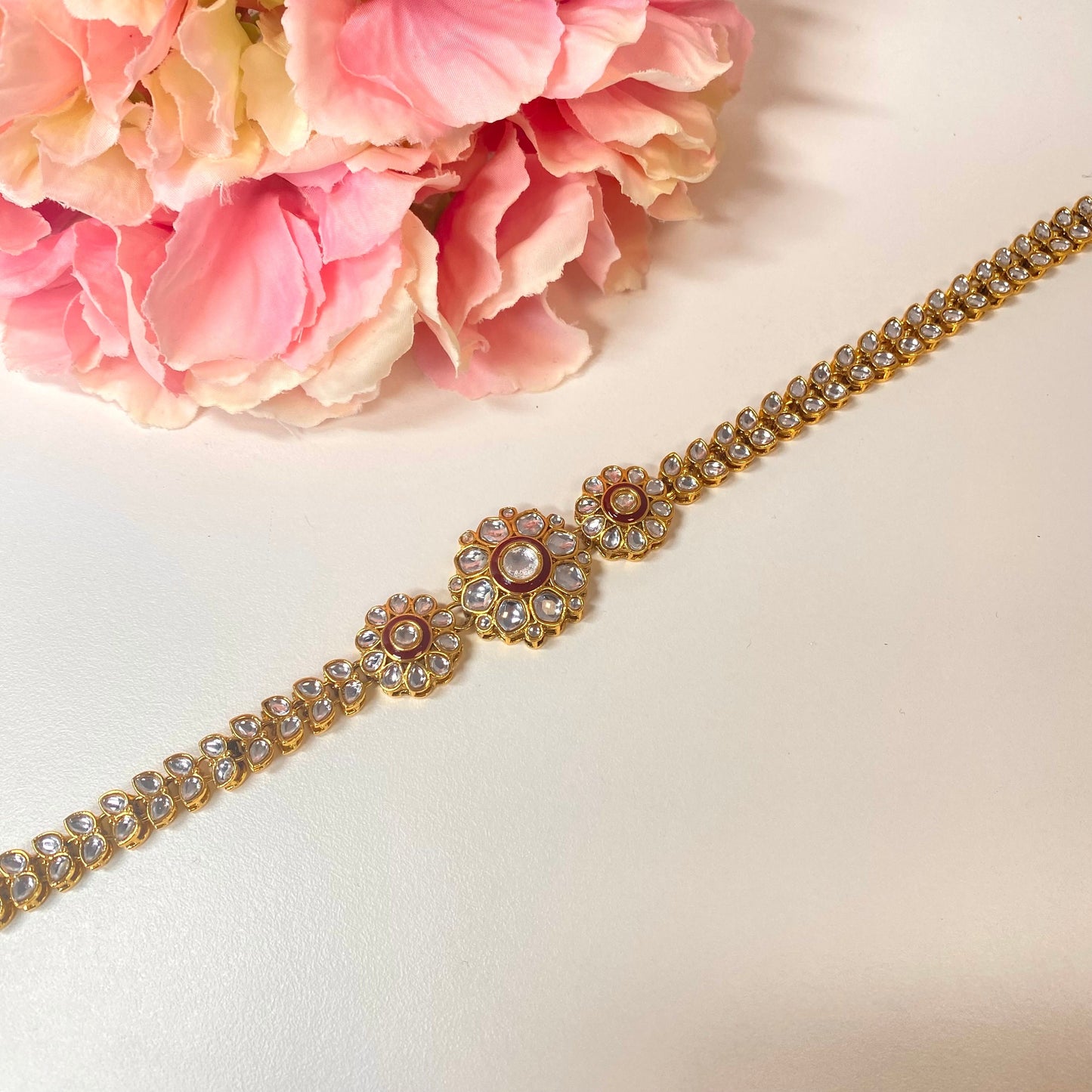 Kundan Headband -Dark Maroon /Indian/Pakistani/Fashion Jewellery/ Bridal Forehead Jewellery Headpiece/Bollywood /phoolpatti