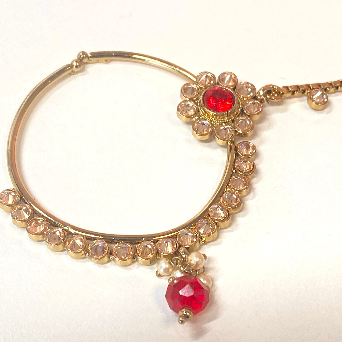 Non-Piercing Nose Ring - Red/ Fashion Jewellery/ Gift for Women/Indian/Pakistani style/Nath /Indian Nose Jewellery