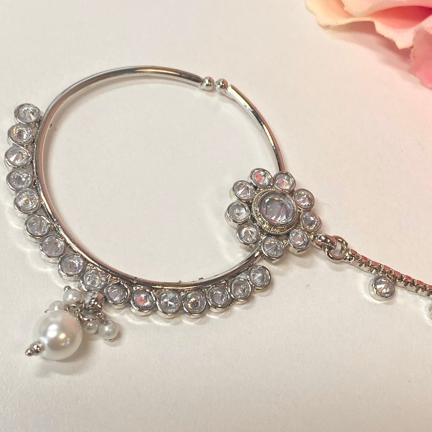 Non-Piercing Nose Ring - Silver/ Fashion Jewellery/ Gift for Women/Indian/Pakistani style/Nath /Indian Nose Jewellery