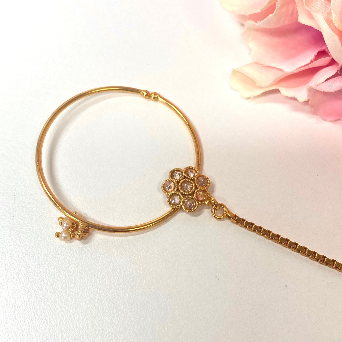 Non-Piercing Nose Ring - Champagne (left)/ Fashion Jewellery/ Gift for Women/Indian/Pakistani style/Nath /Indian Nose Jewellery