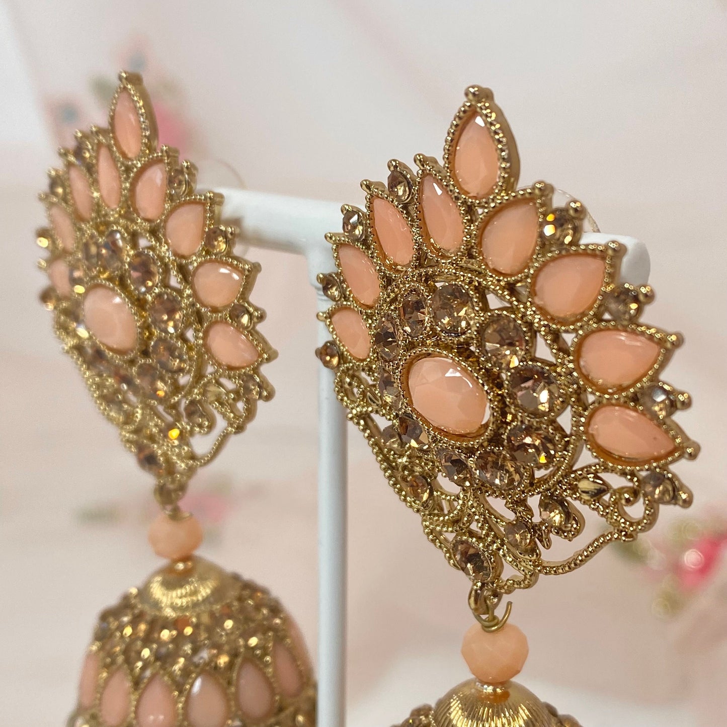 Medium Jhumka Earrings - Peach/ Indian Style Earring/ Fashion Jewellery/ Gift for Women