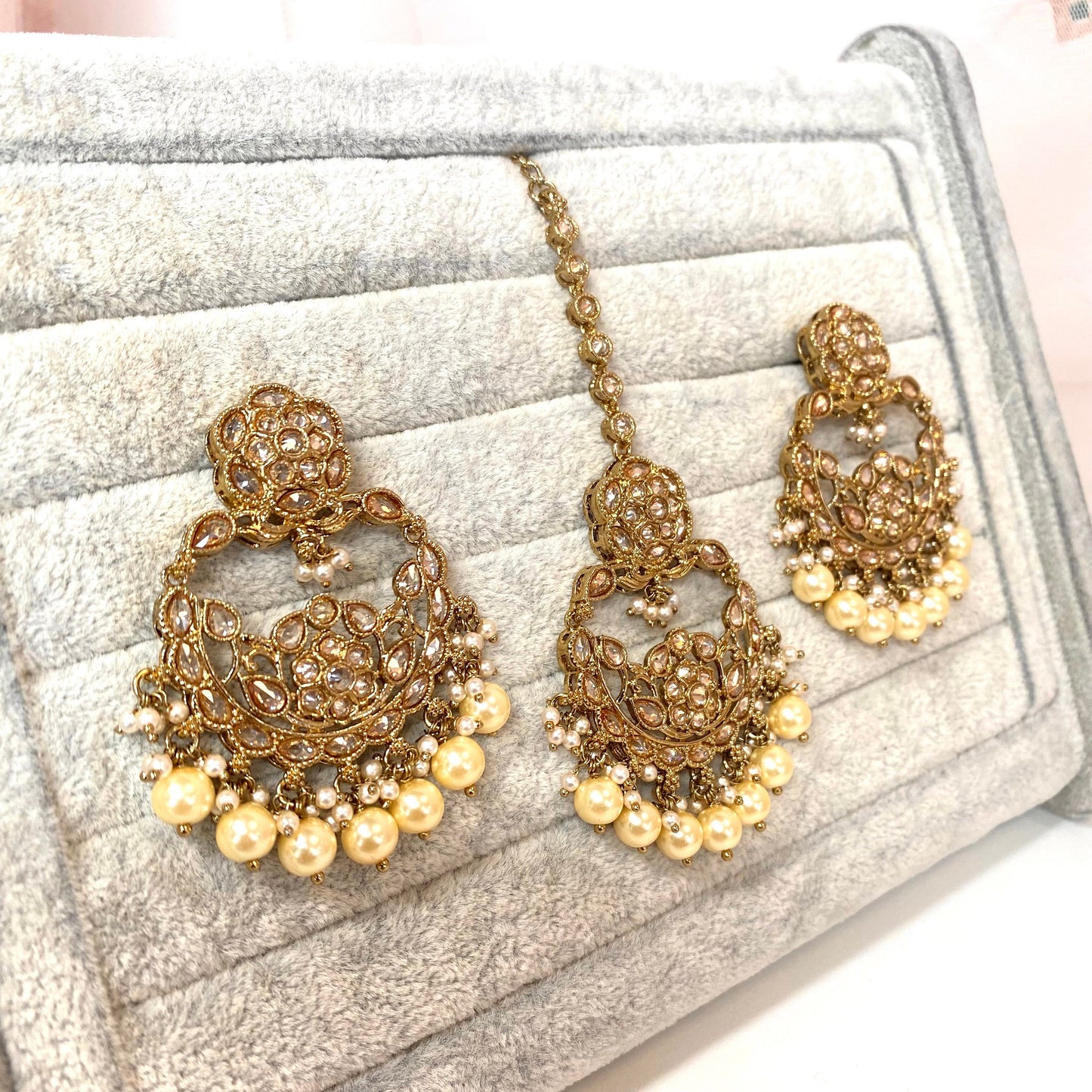 Earring and Tikka Set - Champagne