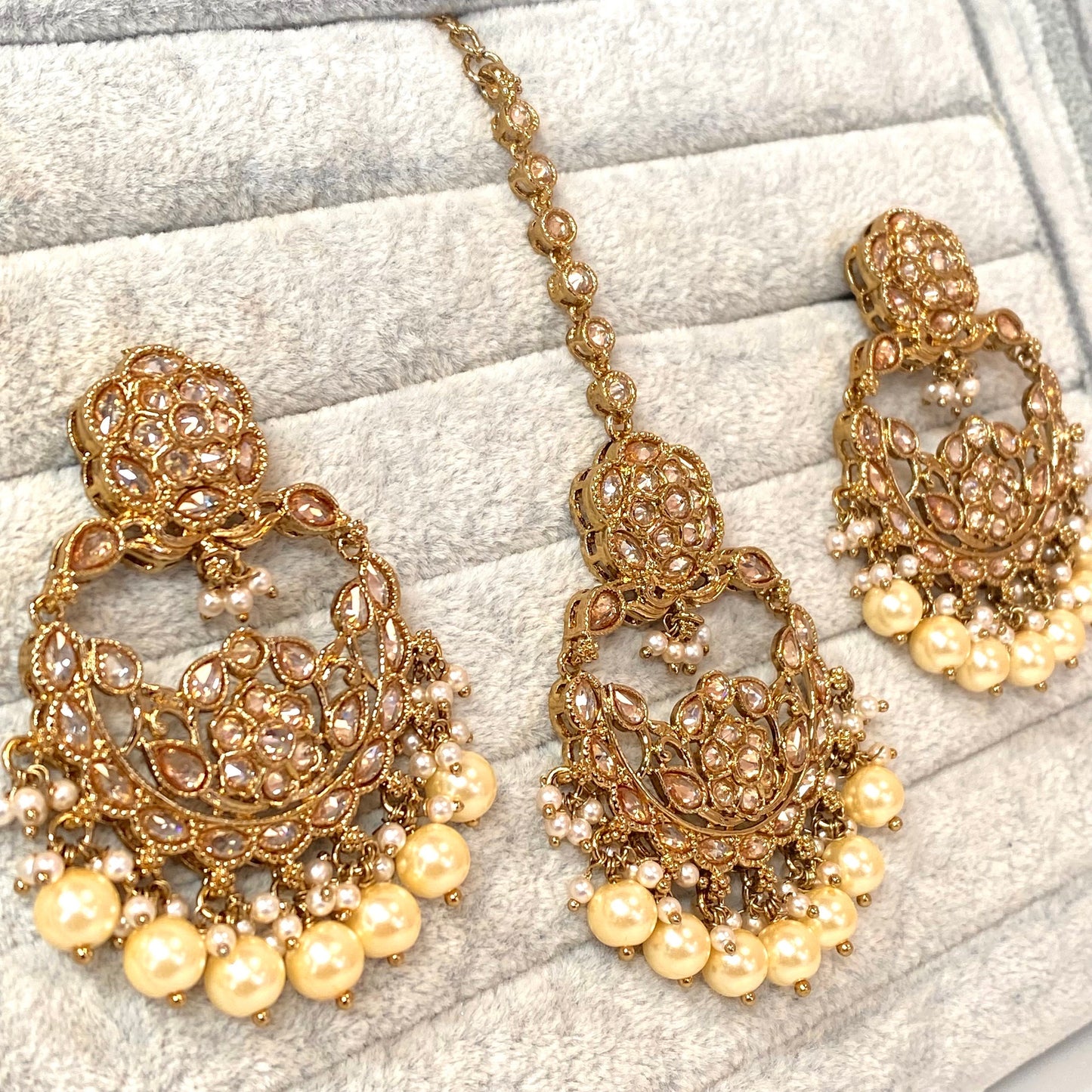 Earring and Tikka Set - Champagne