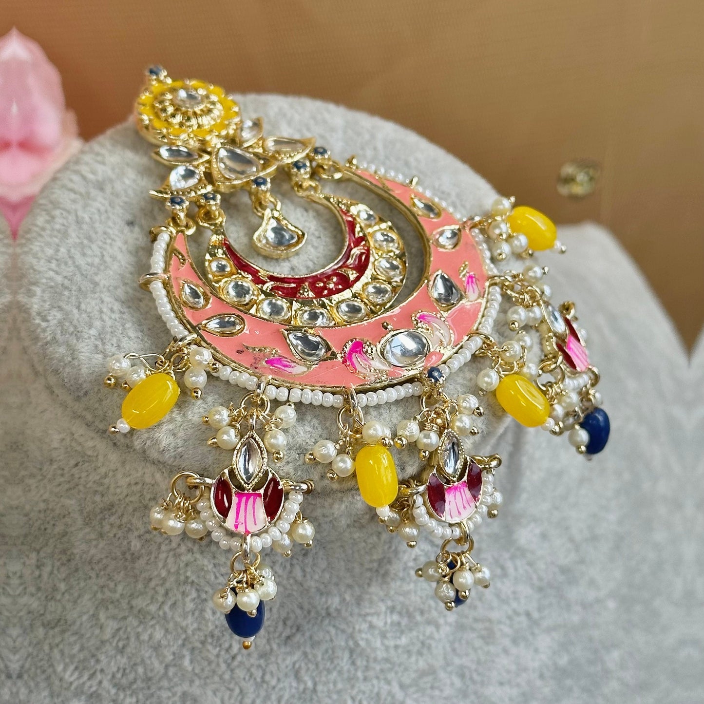 Meenakari/Faux Kudan Large Tikka - Multicolour/ Tikli/ Indian/ Pakistani Fashion Jewellery/Maang Tikkas
