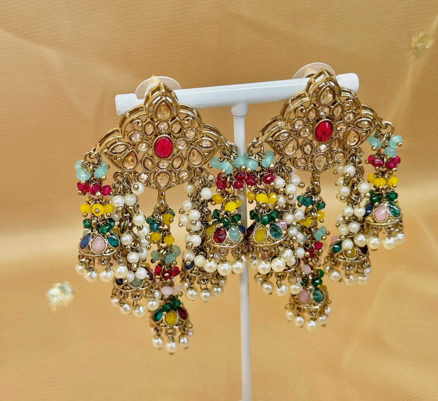 Multicolour Jhumka Tassle Earrings/ Mehendi Earrings/ Fashion Jewellery/ Gift for Women/Indian/Pakistani style