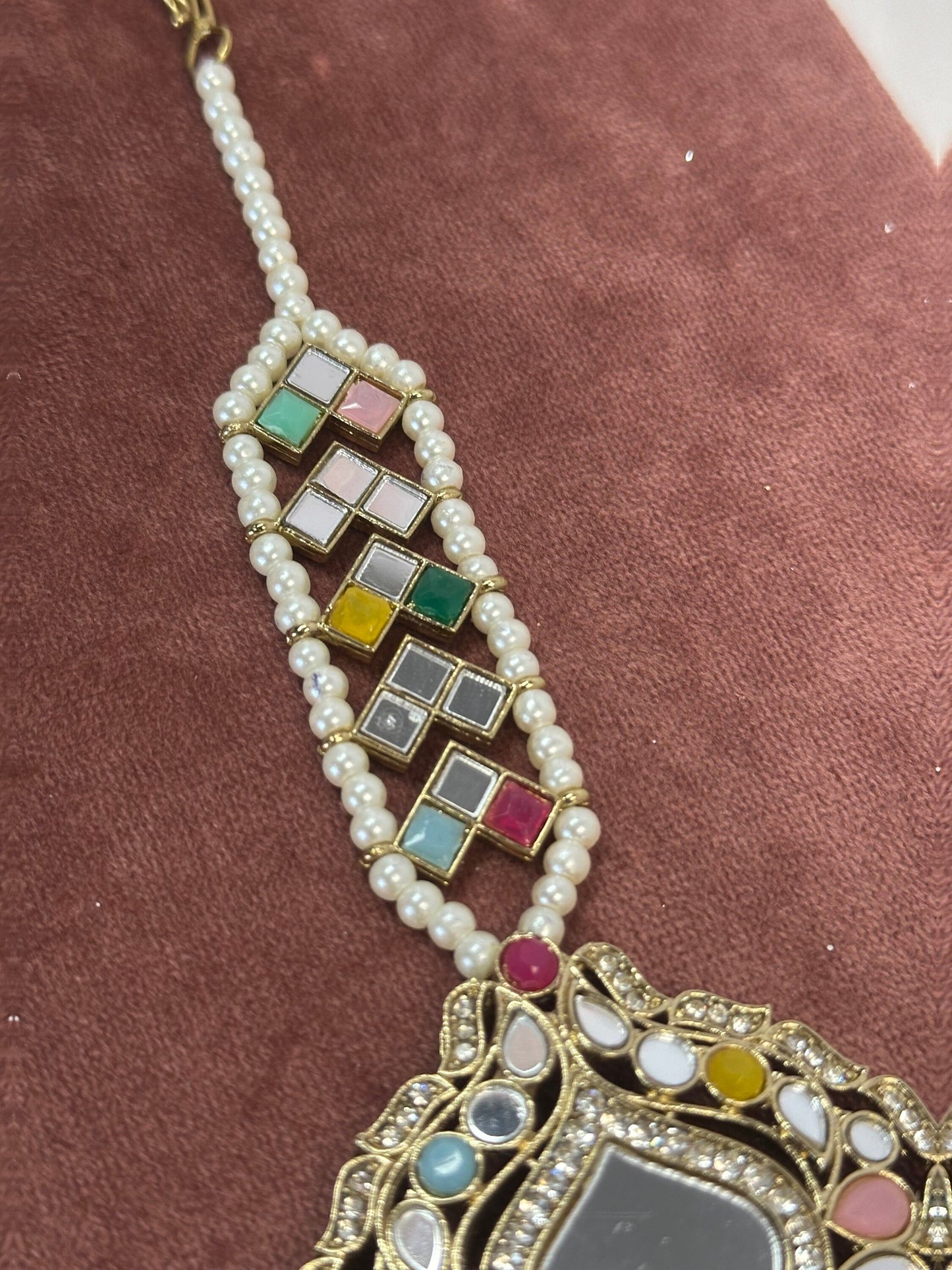 Multicolour Mirror Large Tikka