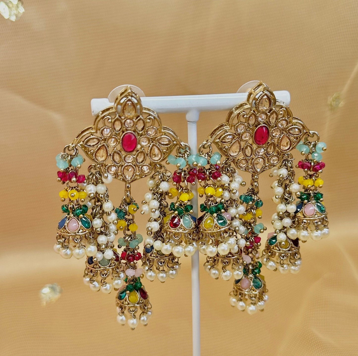 Multicolour Jhumka Tassle Earrings/ Mehendi Earrings/ Fashion Jewellery/ Gift for Women/Indian/Pakistani style