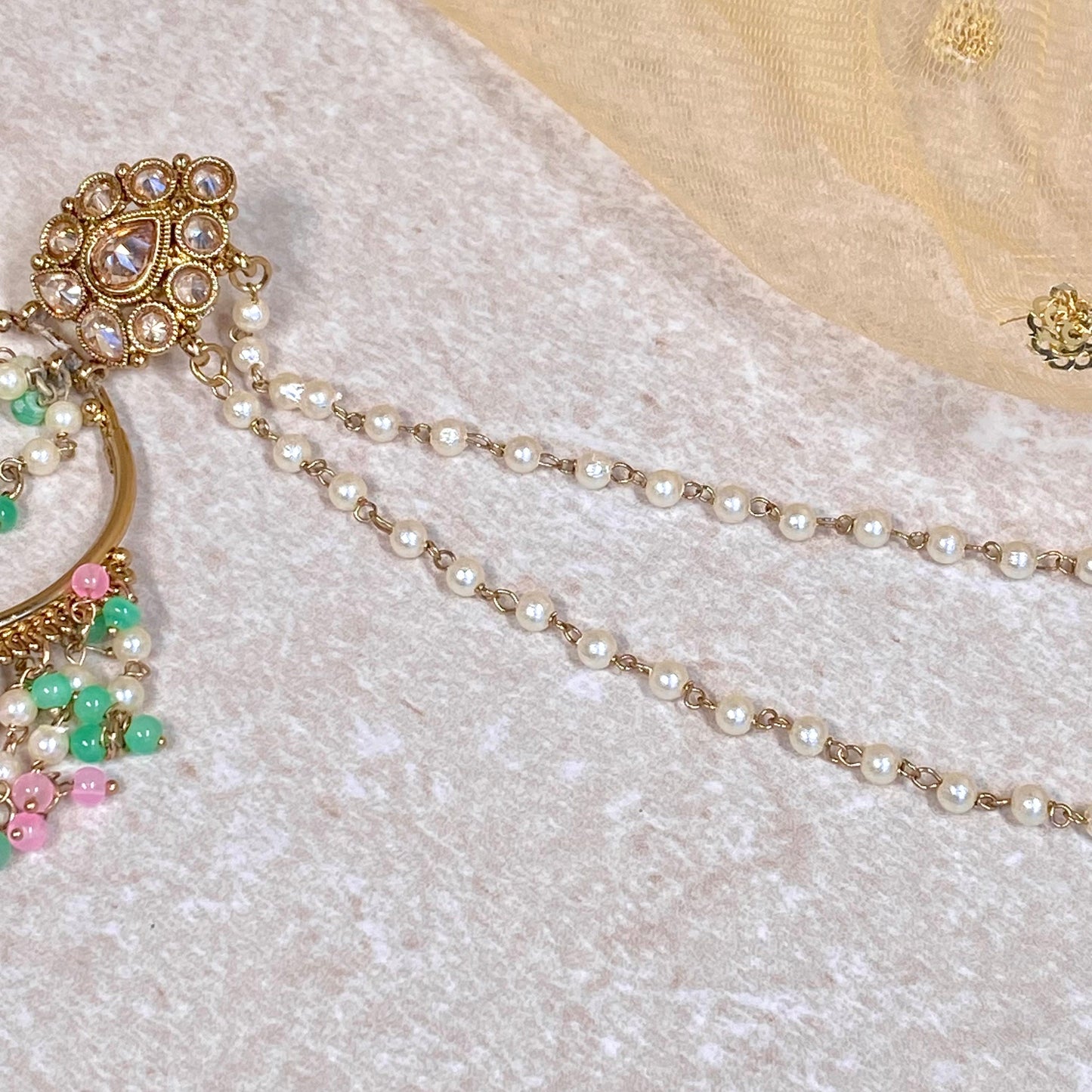 Pastel Hoop Indian Earrings with Chain! Pastel Earrings/Pastel Hoops/ Fashion Jewellery/ Gift for Women/Indian/Pakistani style/Chandbali