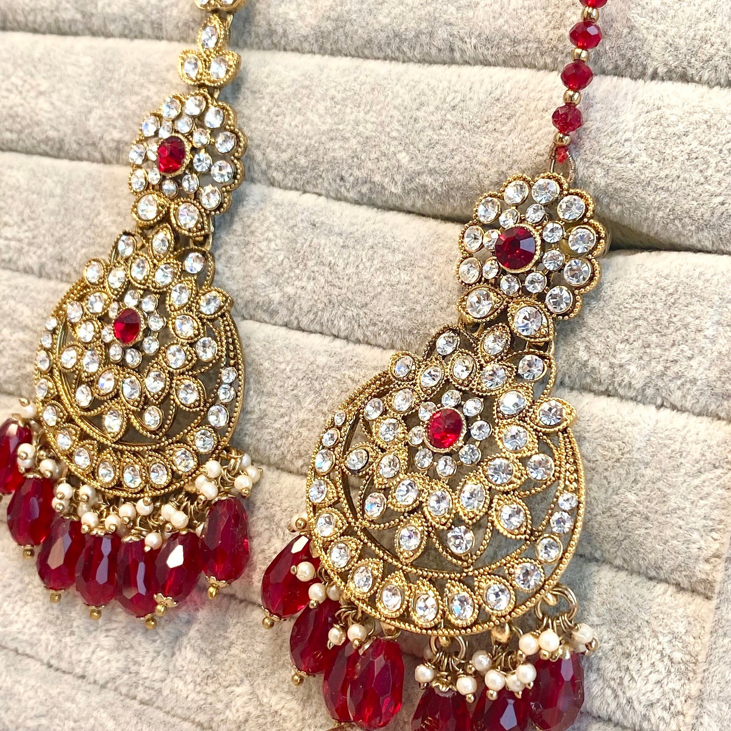 Maroon bridal necklace set/ Jhumki Earring Indian/ Pakistani Style