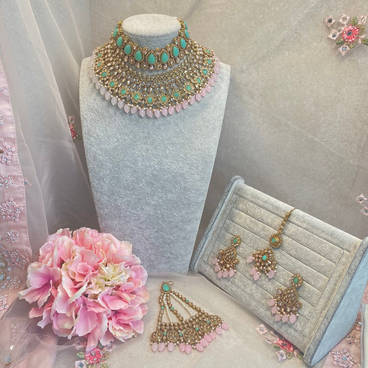 Pastel Bridal Double Necklace Set