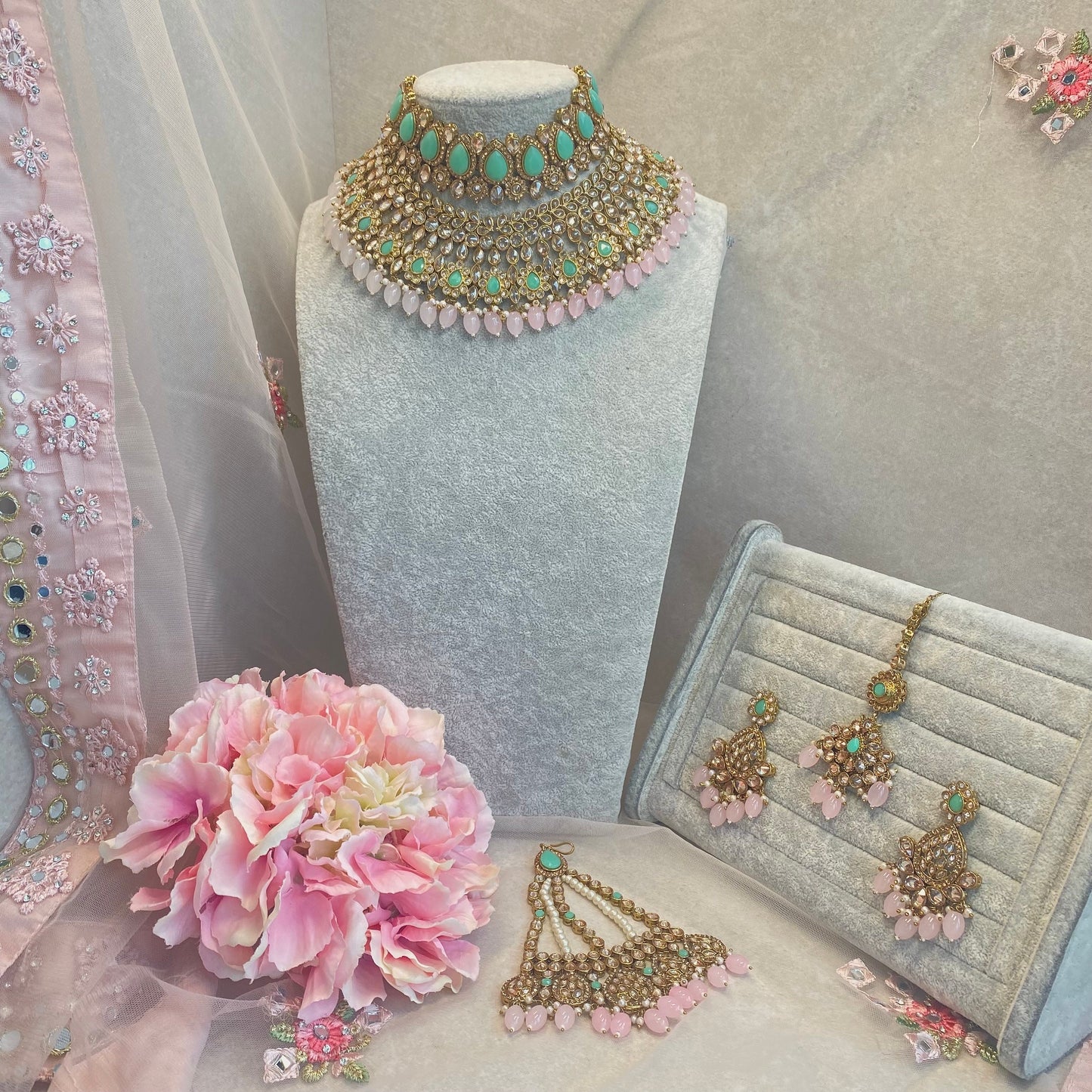 Pastel Bridal Double Necklace Set