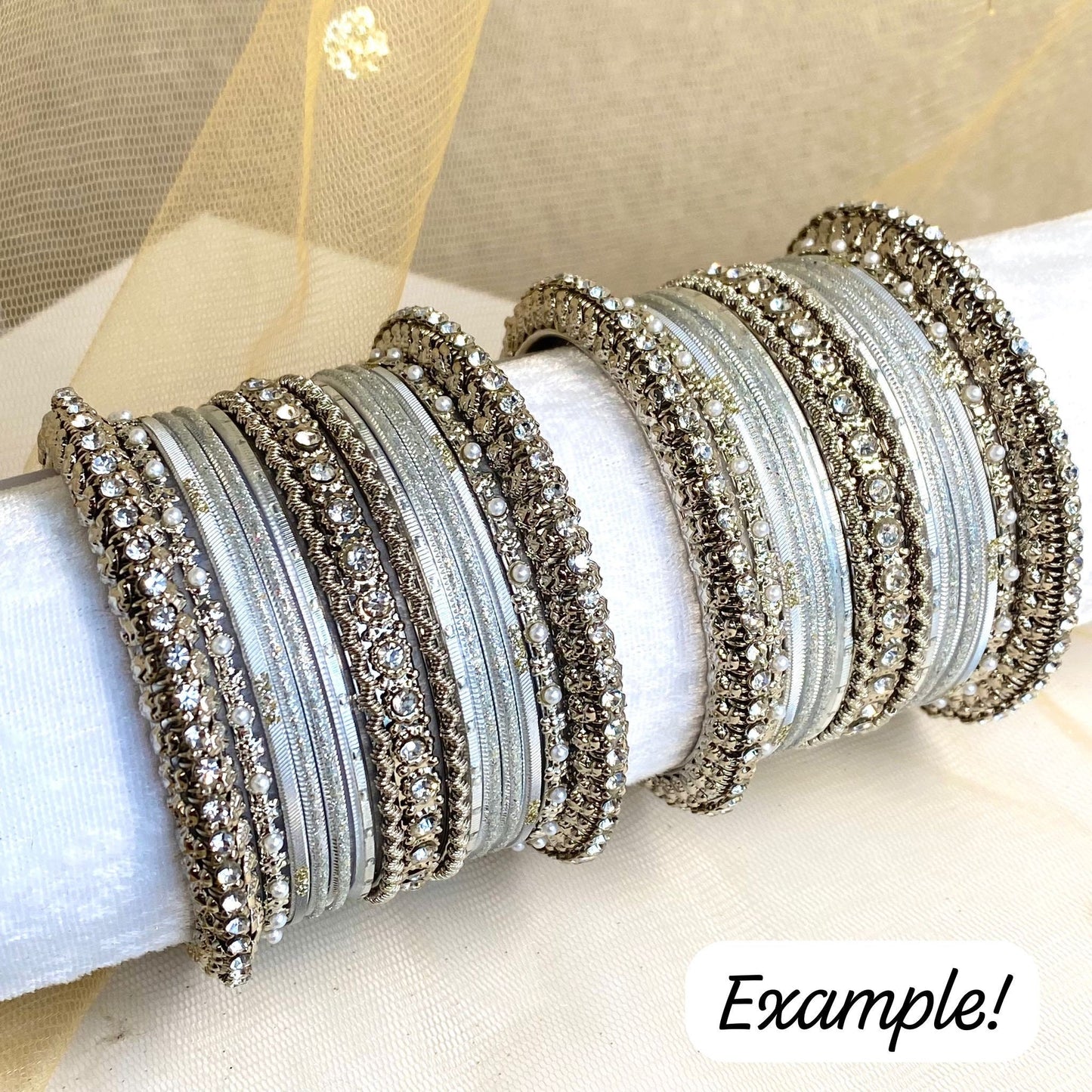 Bangle Roll Build Your Bangle Set - Silver Rhinestone Collection/Indian/ Pakistani/Jewelley/ Fashion Bracelet/Gift for wome/ Bangle Roll