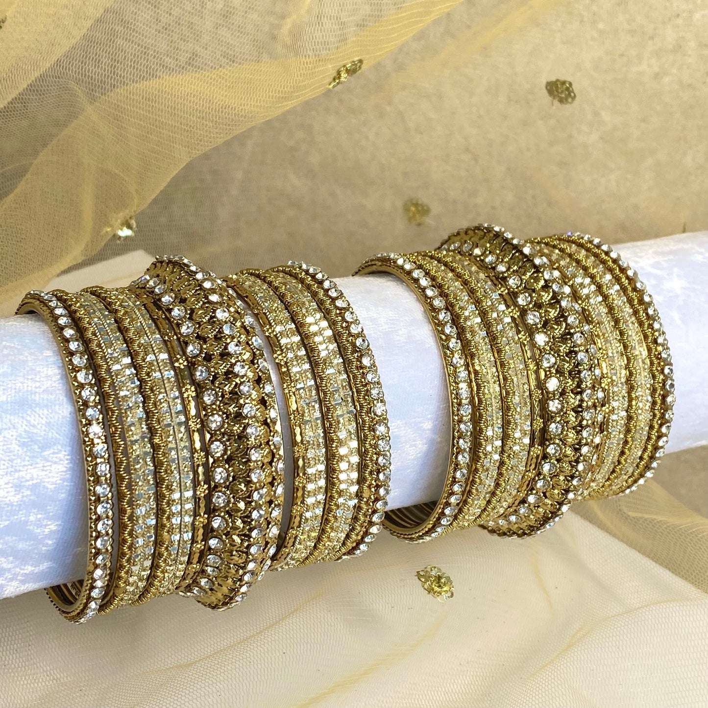 Shimmer Crystal Bangles - Gold/ Silver
