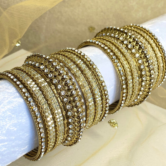 Shimmer Crystal Bangles - Gold/ Silver