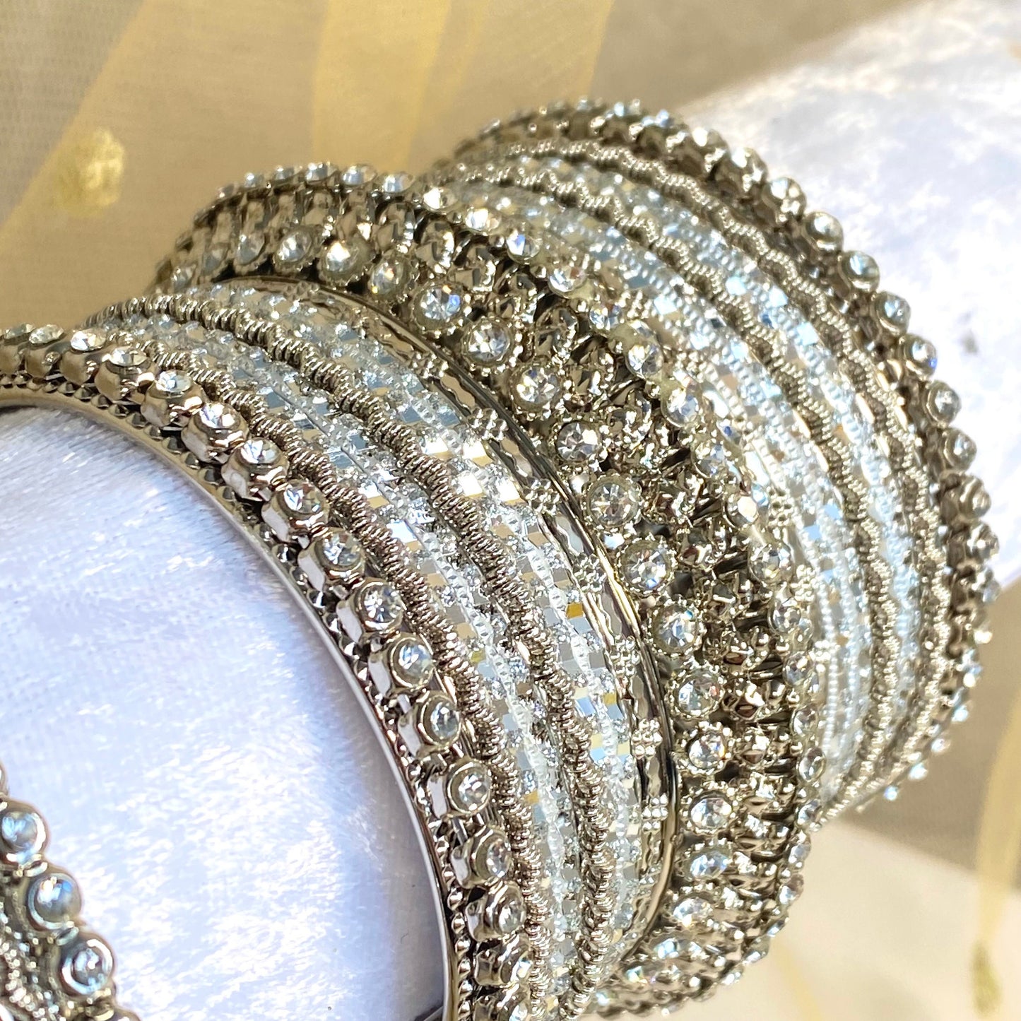Shimmer Crystal Bangles - Silver/Indian/ Pakistani/Jewelley/ Fashion Bracelet