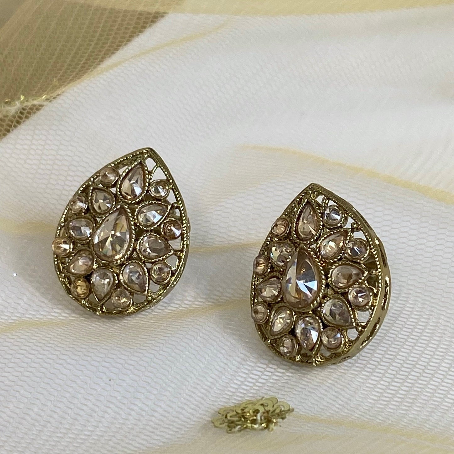 Small Stud Earrings - Champagne/ Fashion Jewellery/ Gift for Women/Indian/Pakistani style