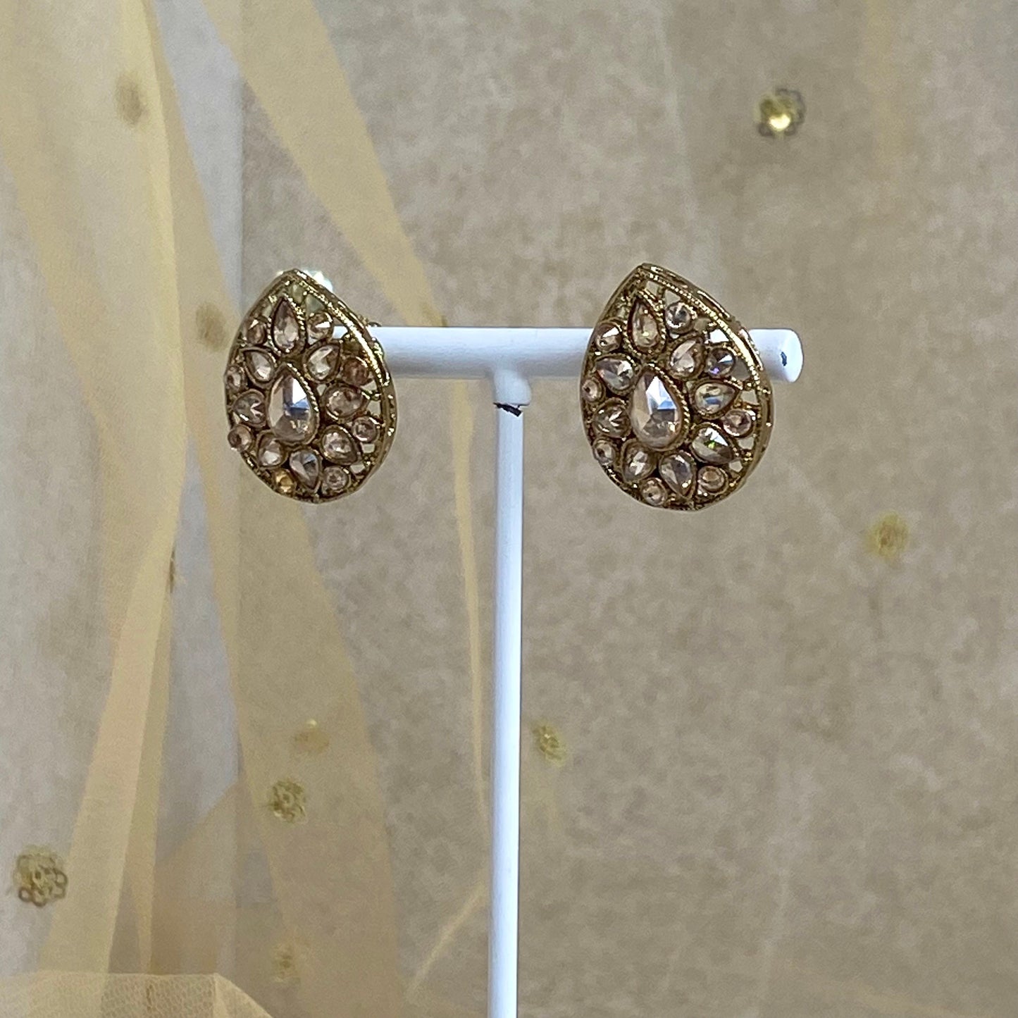 Small Stud Earrings - Champagne/ Fashion Jewellery/ Gift for Women/Indian/Pakistani style